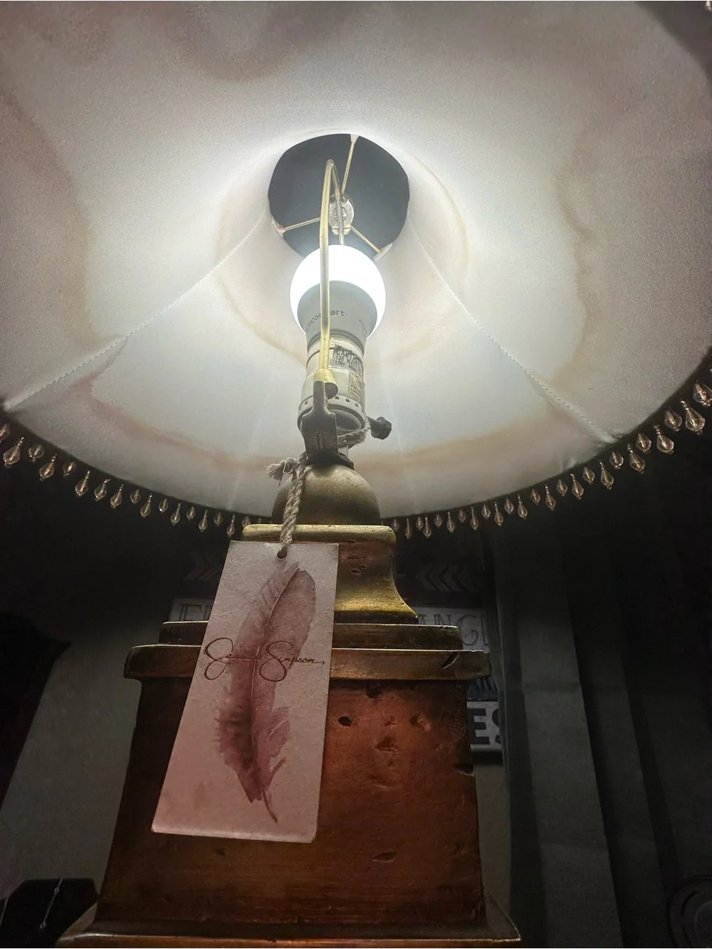 Vintage-Inspired Brown Table Lamp with Amber Shade